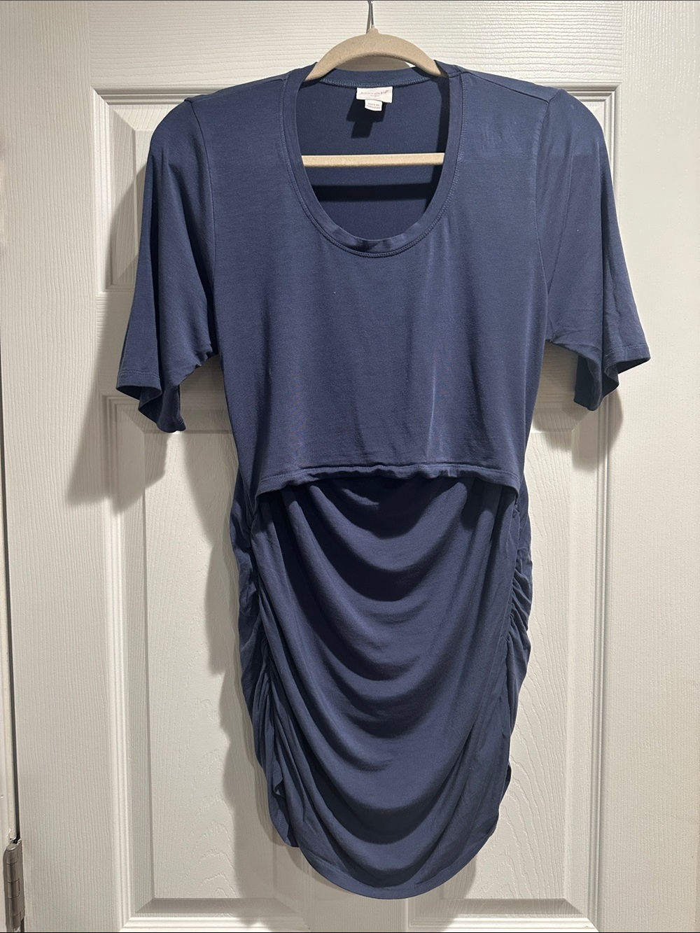 Boob Design Navy Ruched Midi Maternity/Nursing Dress